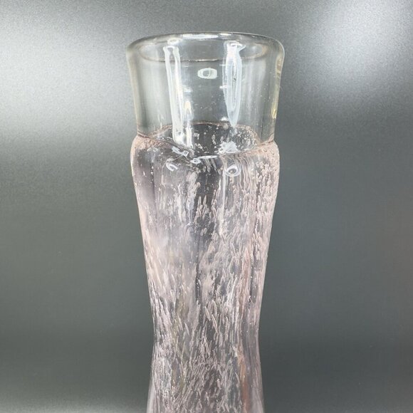 Tall Art Glass Vase Bottle Shaped Light Pink Clear Top With Air Bubbles All Over - Picture 12 of 14